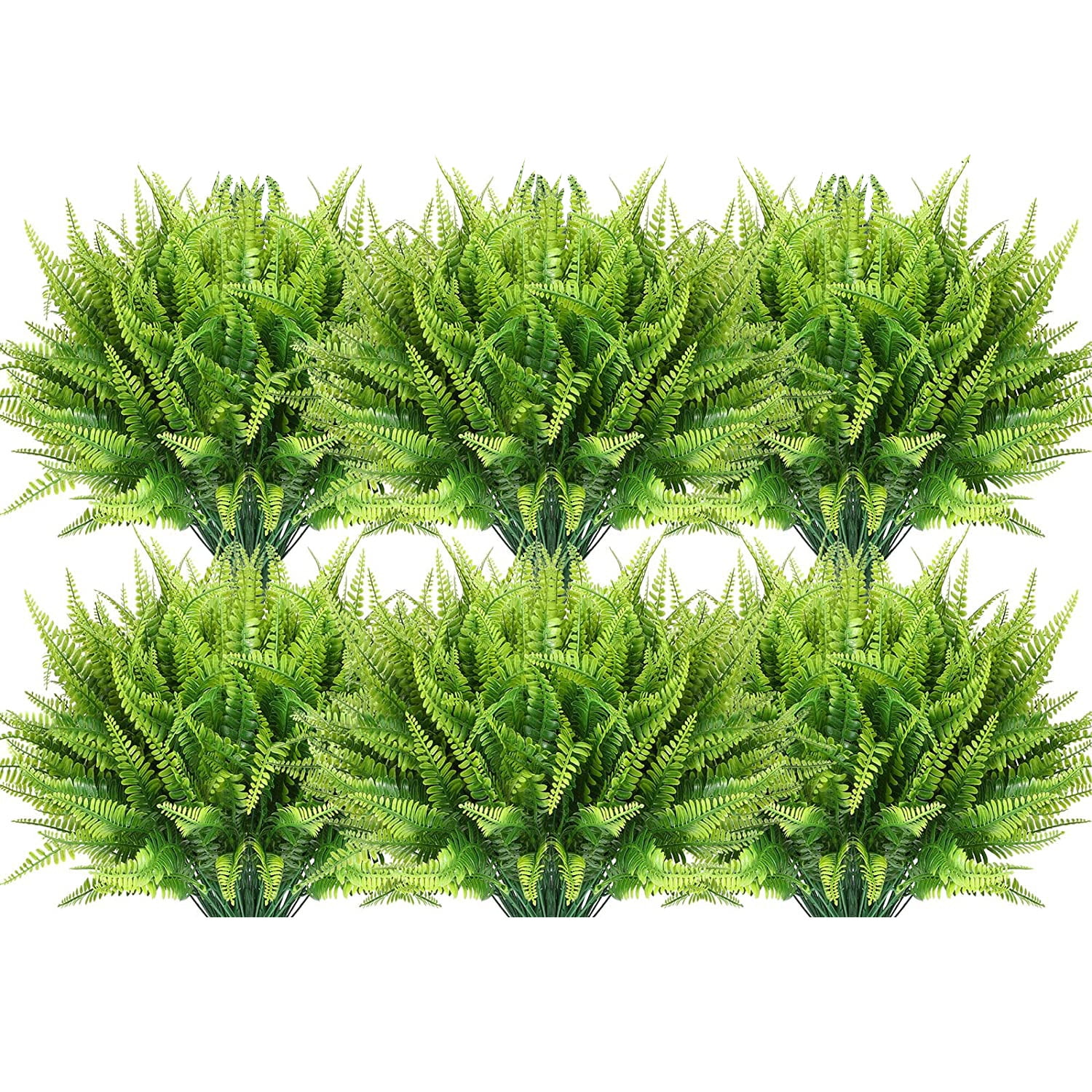 Zukuco 12 Pcs Artificial Plants Fake Boston Fern Plastic Fake Ferns