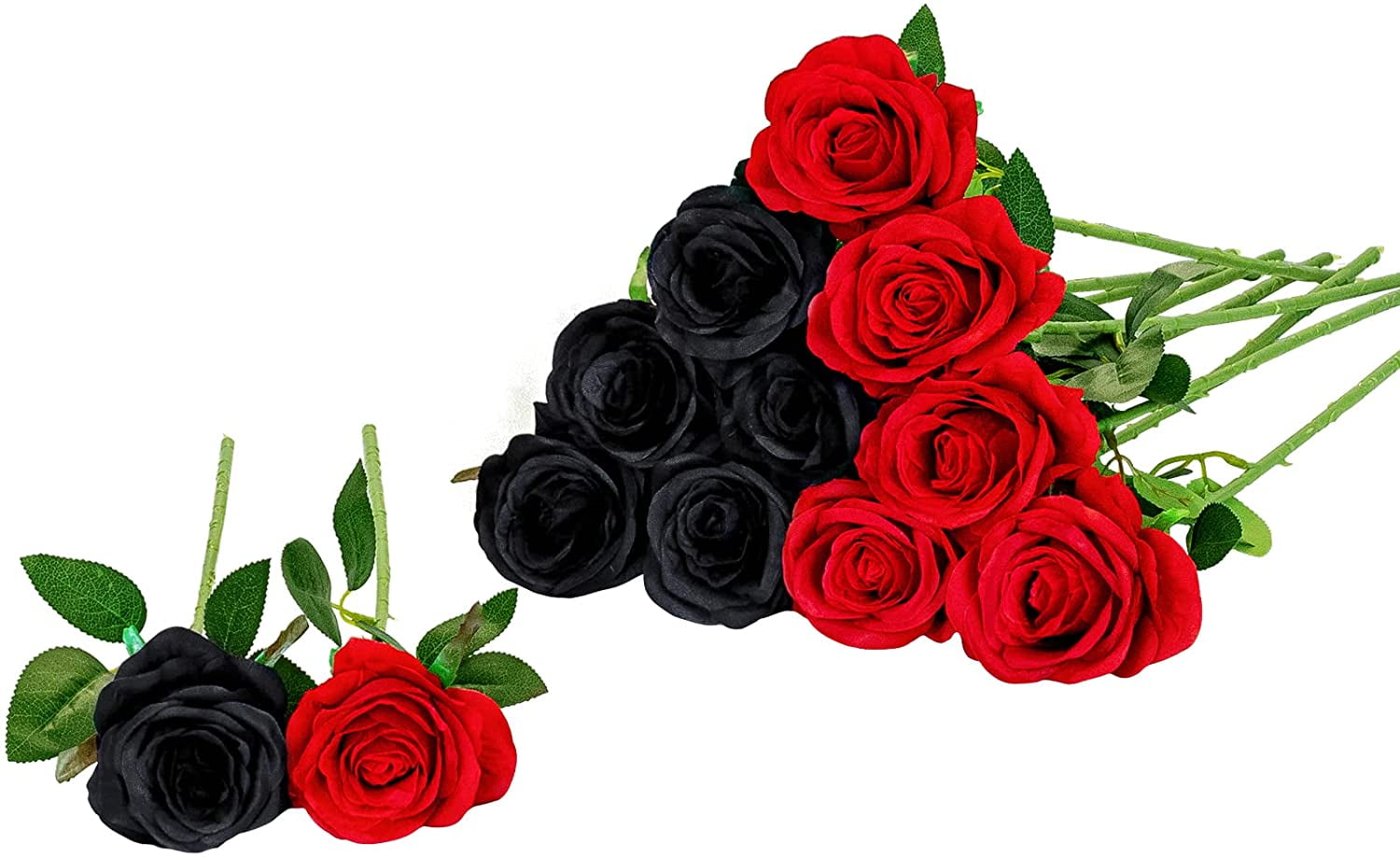Zukuco 12 Pcs Artificial Roses Flowers Silk Flower Bouquet Fake Single ...