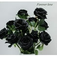 thumbnail image 1 of Zukuco 12Pcs Black Rose Artificial Flower, Realistic Single Stem Fake Silk Rose Bouquet for Wedding Party Home Centerpiece Hotel Office Decor, 1 of 5