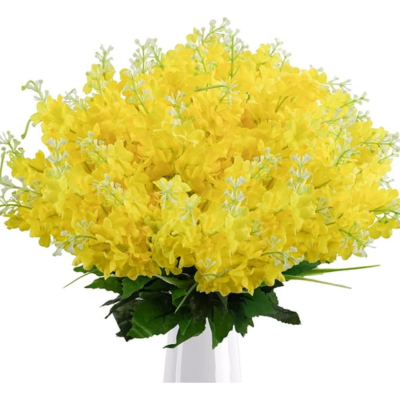 Zukuco 13.7” Artificial Silk Yellow Hyacinth Outdoor Bouquet (6 Count)