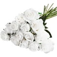 thumbnail image 1 of Zukuco 15pcs Artificial Roses with Long Stems Silk White Roses Artificial Flowers for Bridal Bouquet Wedding Party Home Decor (White), 1 of 14