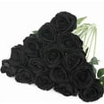 thumbnail image 1 of Zukuco 15pcs Champagne Roses Artificial Flowers Silk Fake Flowers Realistic Faux Roses Bouquet Long Stem for Wedding Home Party Birthday Decoration (Black), 1 of 7