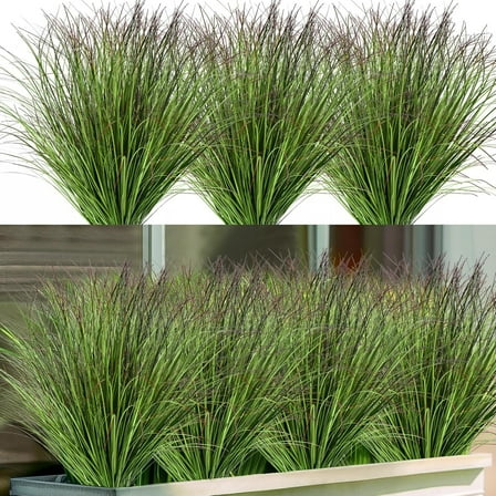 Zukuco 16PCS Artificial Plants Fake Bushes Artificial Shrubs Wheat Grass Greenery Artificial Greenery Stems Fake Outdoor Plants for House Plastic Outdoor UV Resistant Faux Grass
