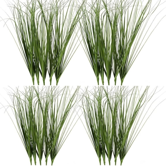 Zukuco 16PCS Fake Green Grass Decor Artificial Grass Plants Outdoor Artificial Tall Shrubs Wheat Grass Greenery Stems Faux UV Resistant Grass Artificial Plant for Outdoor Indoor Home Decor