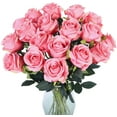 thumbnail image 1 of Zukuco 19.6” Artificial Silk Pink Roses Wedding Bouquet (10 Count), 1 of 7