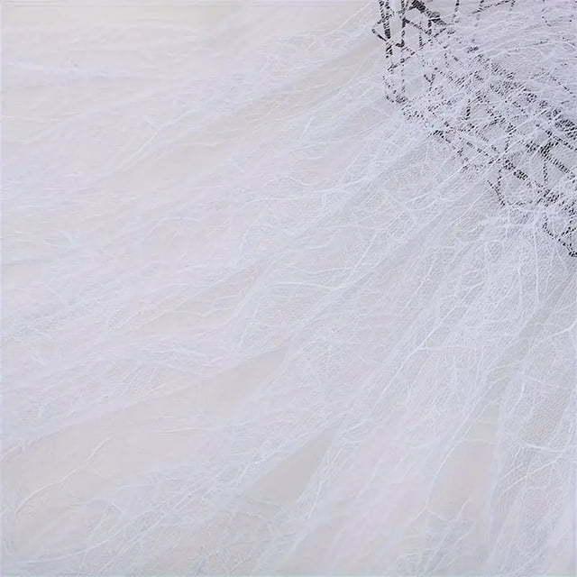 Zukuco 1PCS Halloween Stage Decoration Fabric Spider Web Jacquard Lace Fabric Soft Spider Web Lace Tulle Fabric,White