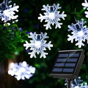 Zukuco 20Ft 30 LED Solar Christmas Lights Outdoor, Solar Snowflake Lights Outdoor, Waterproof Solar Christmas Snowflake Lights Decorative for Xmas Tree Garden Yard Patio House (Cold White)