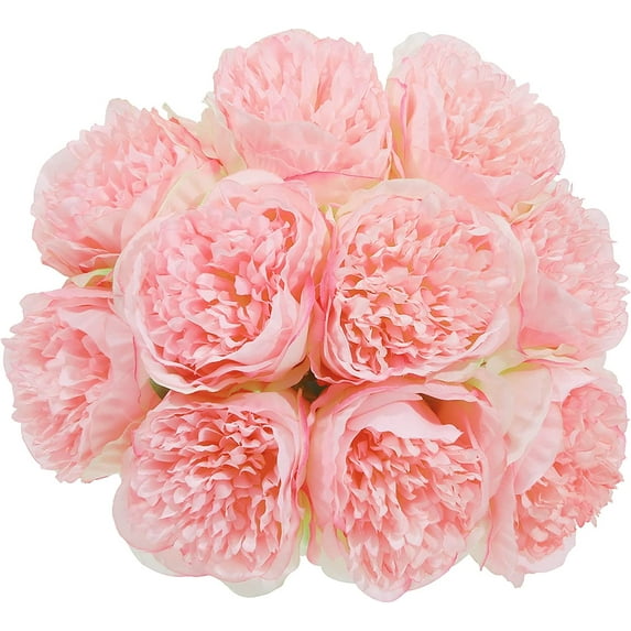 Zukuco 2Bouquet 10Heads Artificial Peony Silk Flower Leaf Home Office Wedding Party Festival Bar Decor (Pink)