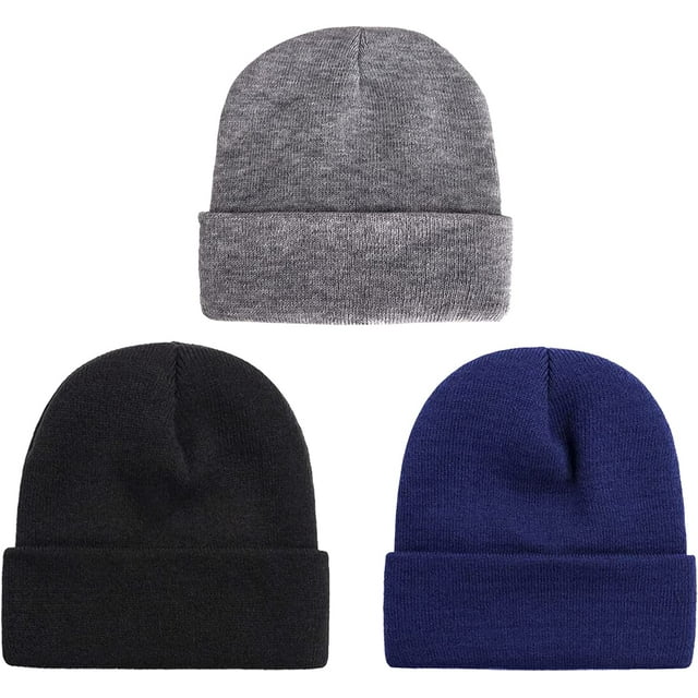 Zukuco 3 Packs Unisex Beanie Hats for Men Women Warm Winter Knit