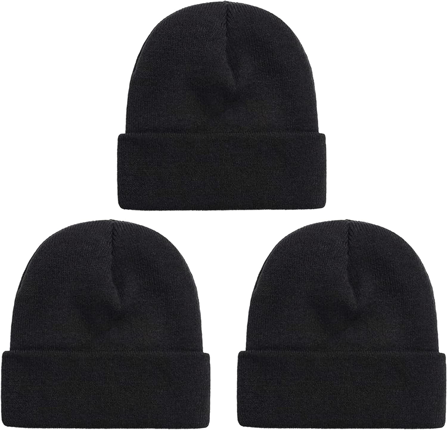 NPQQUAN Unisex Winter Knit Beanie Hat - 1, 2, Or 3 Pack, One Size Fits Most, Soft Cuffed Beanie