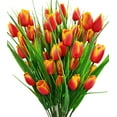 thumbnail image 1 of Zukuco 4 Bundles Outdoor Artificial Tulips Fake Flowers UV Resistant Faux Plastic Greenery Shrubs Plants for Home Outside Garden Porch Window Farmhouse Decor, Orange, 1 of 6