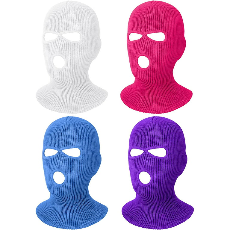 Zukuco 4 Pieces 3 Hole Full Face Cover Ski Mask Winter Warm Knit