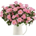 thumbnail image 1 of Zukuco 6 Bundles Artificial Azalea Faux Outdoor Flowers Plants, Fake Silk Camellia UV Resistant for Outside Porch Patio Balcony Garden Yard Home (Light Pink), 1 of 7