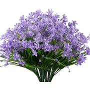 Zukuco 6PCS Artificial Daffodils Flowers, Fake Artificial Greenery UV Resistant No Fade Faux Plastic Plants for Wedding Bridle Bouquet Outdoor Home Garden Décor(Purple)