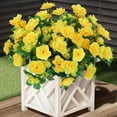 thumbnail image 1 of Zukuco 6 Bundles Artificial Outdoor Flowers Fake Silk Camellia Flowers Outdoor UV Resistant Garden Plants Bush Faux Flowers Home Decor Garden Patio Balcony Vase Table Decor(Yellow), 1 of 7