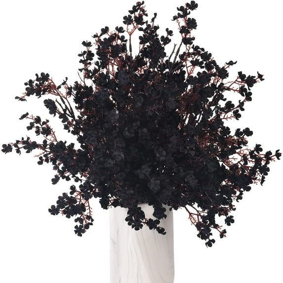 Zukuco 6PCS Artificial Baby Breath Flowers Fake Silk Real Touch DIY Floral Bouquets Decor Wedding Party Decoration Arrangements(Black)