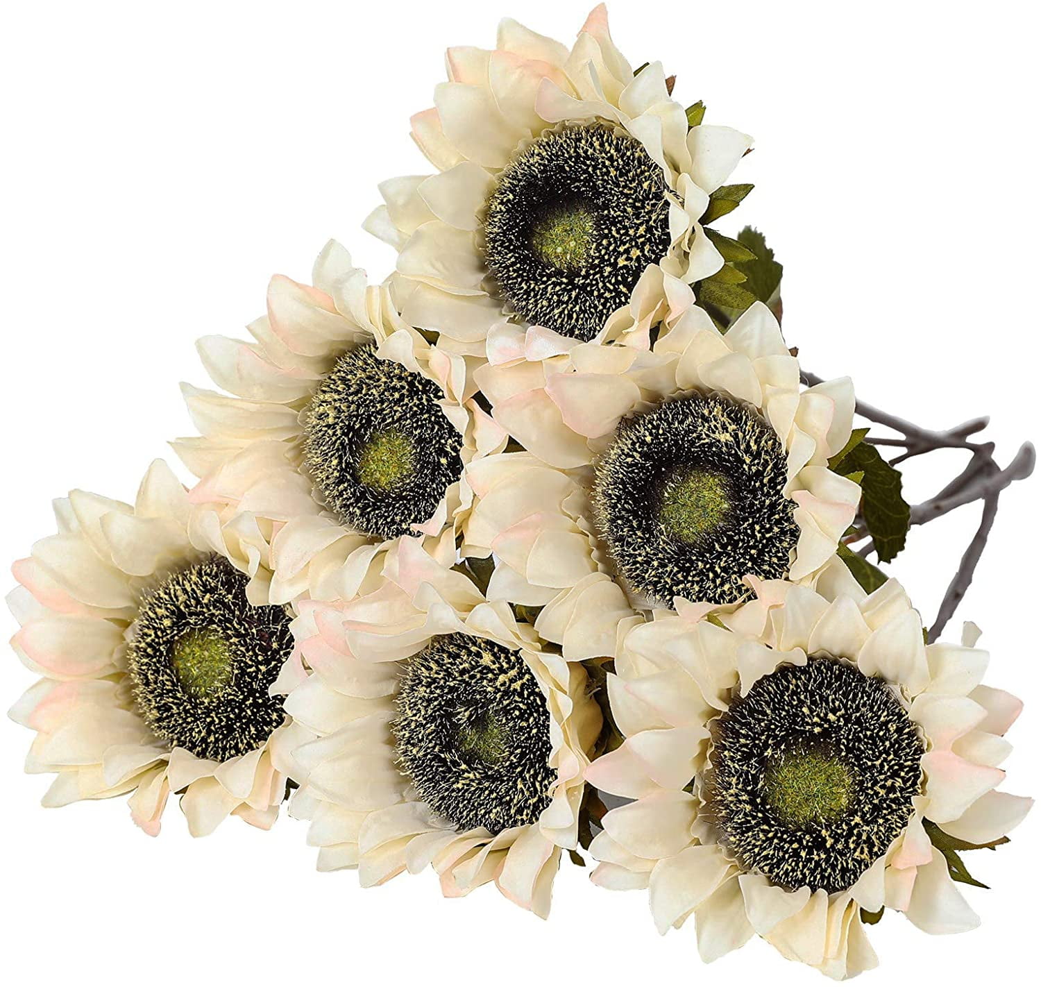 Viworld 12PCS Sunflowers Artificial Flowers 17 Long Stem Tall Artificial  Sunflower Large Fake Sun Flowers Bulk Rustic Silk Faux Sunflowers with Stem  for Home Wedding Party Decor(White) 