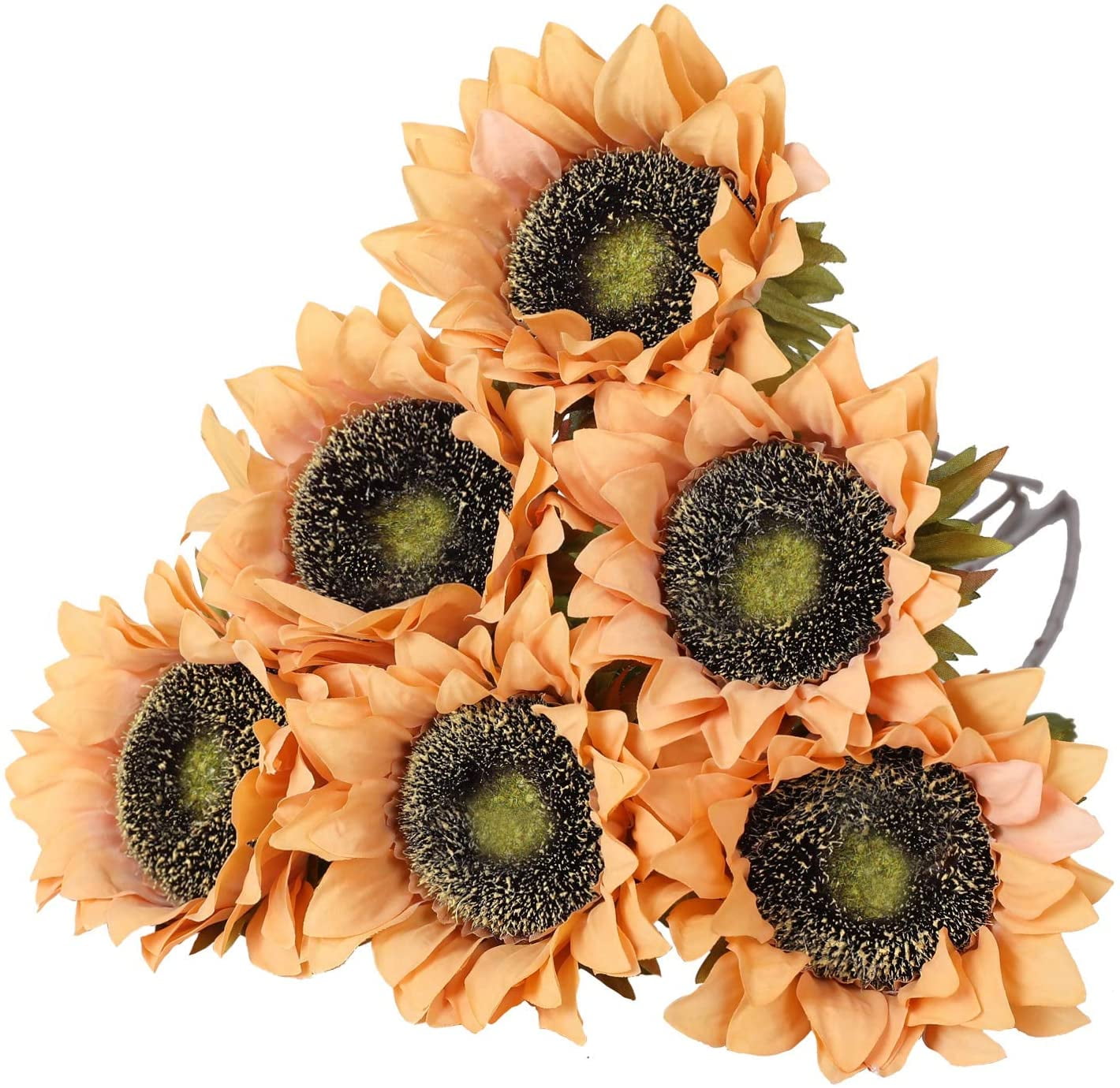  Laelfe Artificial Sunflower Flowers Long Stem Silk Fake Large  Sunflowers Decoration for Outdoor Indoor Home Wedding Birthday Party Single  Bulk Yellow Summer Decor 6PCS (Dark Center) : Home & Kitchen