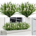thumbnail image 1 of Zukuco 8 Bundles Artificial Outdoor Flowers UV Resistant, Fake Monkey Grass with Flowers,Faux Greenery for Indoor Outside Hanging Plants Garden Porch Window Box Home Wedding Farmhouse Décor (White), 1 of 4