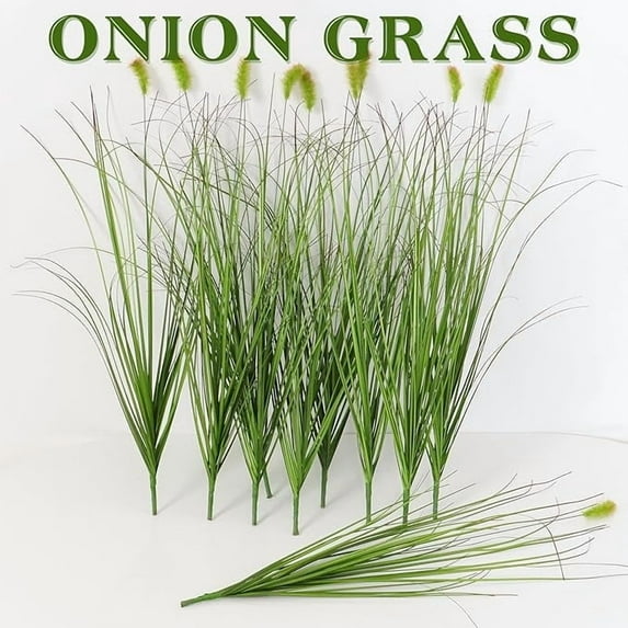 Zukuco 8 Bundles Artificial Plants Grass Plastic Greenery Shrub Bushes Plastic Wheat Grass for Indoor Outdoor Home Garden Decoration