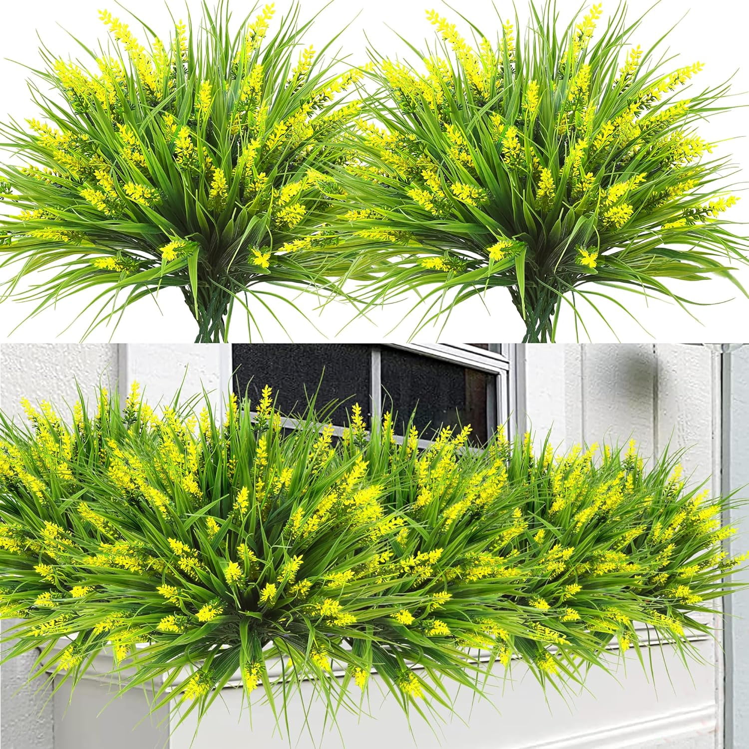 Zukuco 8 Bundles Artificial Plants Outdoor Faux Lavender Flowers Fake ...