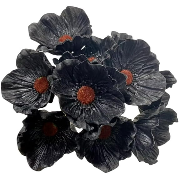 Zukuco 8 Stem Artificial Poppy Flowers,No Fade Faux Anemone Wild Flowers for Home Kitchen Table Centerpiece Vase,Wedding Holding Flowers(White)