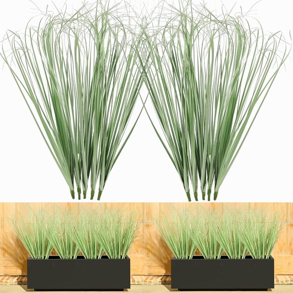 Zukuco 8PCS Artificial Tall Shrubs Wheat Grass Artificial Grass Plants Outdoor Greenery Stems Faux UV Resistant Grass Artificial Fall Plant For Outdoor Indoor Home Decor
