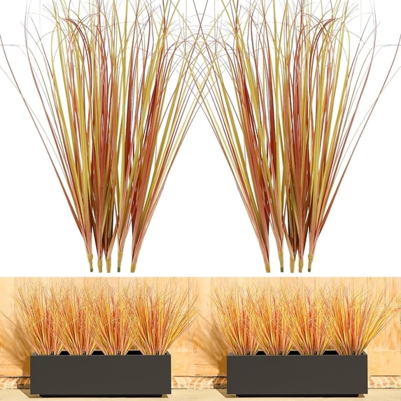 Zukuco 8PCS Artificial Tall Shrubs Wheat Grass Artificial Grass Plants Outdoor Greenery Stems Faux UV Resistant Grass Artificial Fall Plant For Outdoor Indoor Home Decor