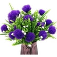 thumbnail image 1 of Zukuco Artificial Dandelion Flowers, Plastic Plants Shrubs Bushes Fake Grass Wedding Indoor Outdoor Home Garden Arrangements Party Decoration Planting Filler - Purple 4 Pcs, 1 of 8