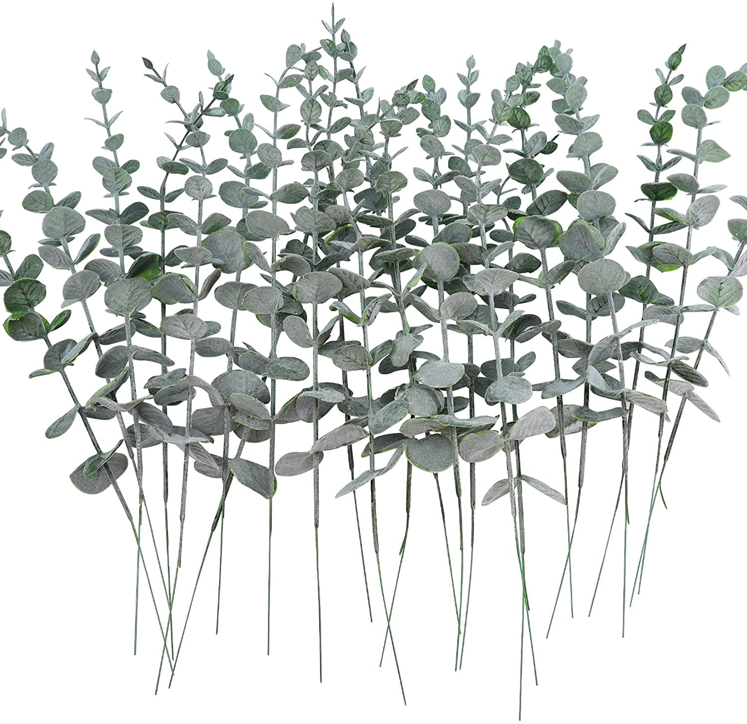Zukuco Artificial Eucalyptus Stems 12pcs Fake Eucalyptus Leaves Real