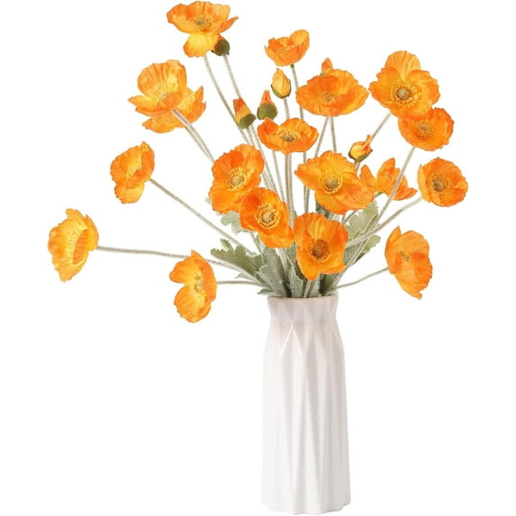 Zukuco Artificial Flowers 6Pcs Poppies Flowers Faux Poppy Flowers for Home Table Centerpieces Decoration Office Wedding