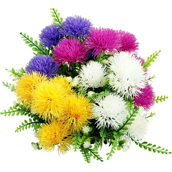 Zukuco Artificial Flowers, 8 Bundles Plastic Dandelion Flowers for Indoor Hanging Planter Home Kitchen Office Wedding Decor (Multicolor)