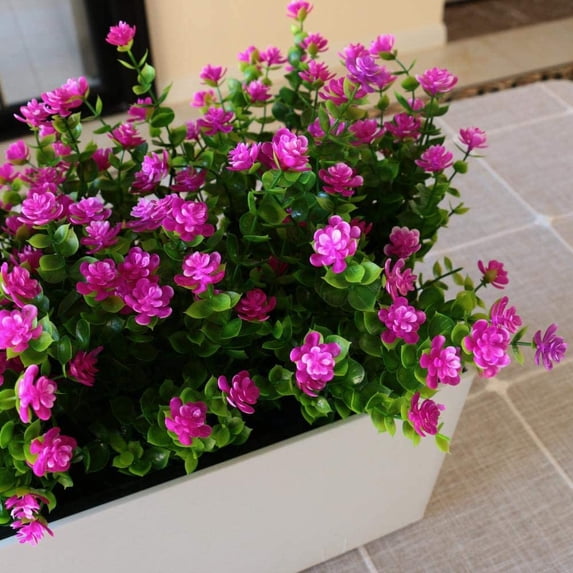 Zukuco Artificial Flowers Outdoor UV Resistant Outside Indoor Hanging Greenery Shrubs Arrangement for Vase Porch Window Box Patio Wedding Home Decoration (Fushia)