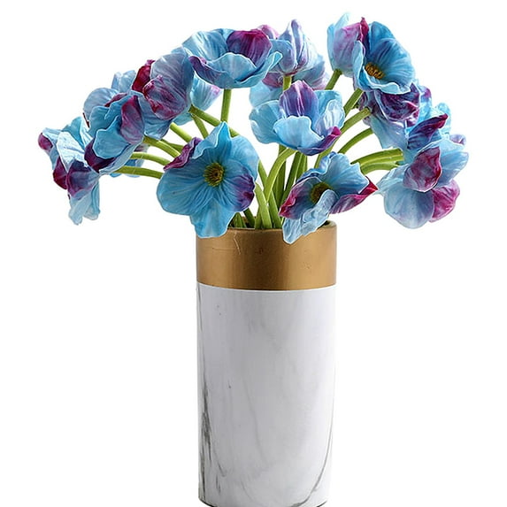 Zukuco Artificial Flowers, Real Touch PU latex Corn Poppies Silk Flowers Decorative Fake Poppy Flowers for Wedding holiday Bridal Bouquet Home Party Décor