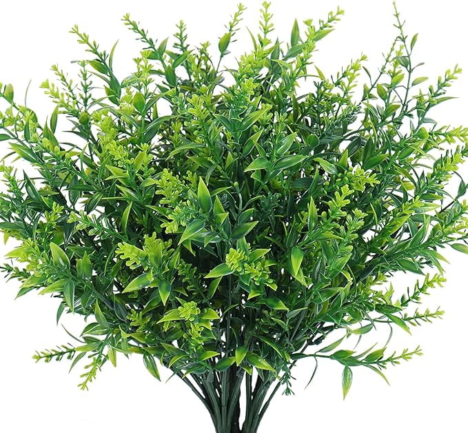 Zukuco Artificial Greenery Lavender Fake Shrubs Flowers 8 Bundles UV ...