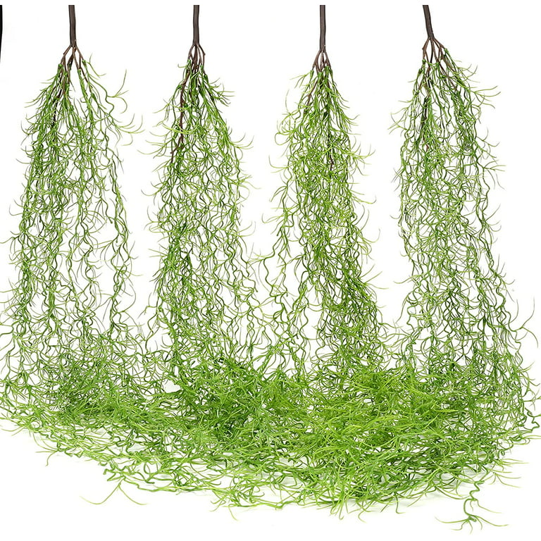 Zukuco Artificial Moss Vines Hanging Plants, Faux Greenery Moss for Potted Plants Realistic Fake Spanish Moss for Home Bedroom Wall Porch Garden Home