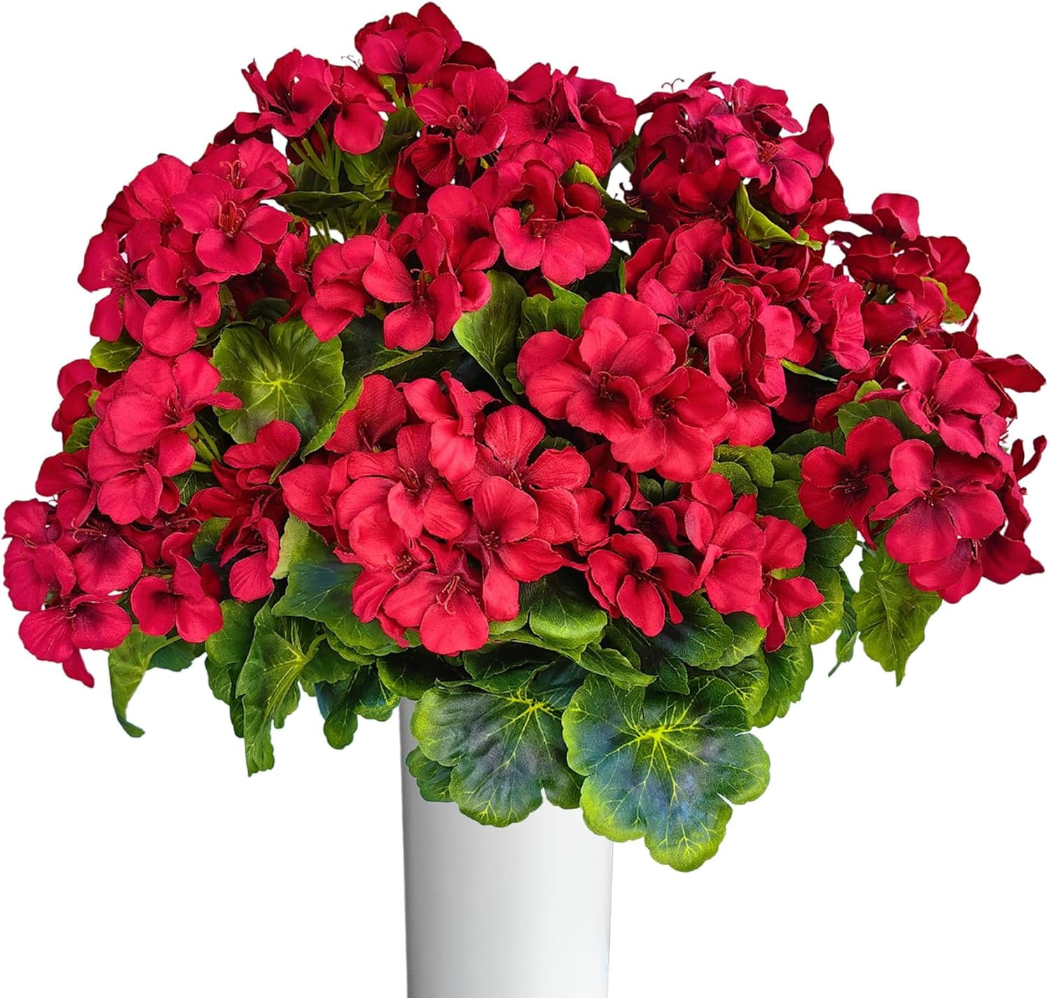 Zukuco Artificial Red Geranium Bush Faux Flowers Geraniums Silk Flowers ...