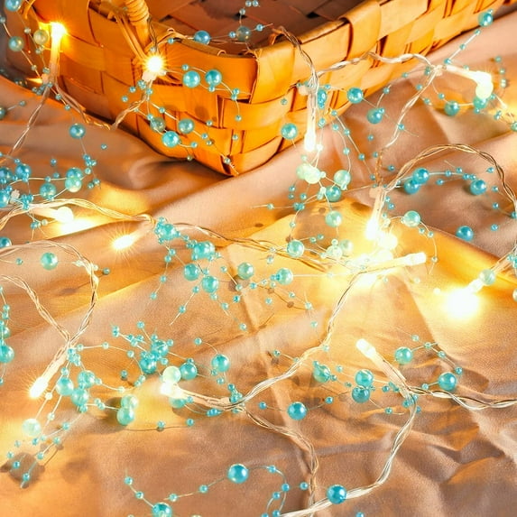 Zukuco Berry Christmas Garland, Cordless Festive Lighted Berry Beaded Garland for Holiday Xmas New Year Decorations (10FT 30LED, Blue)