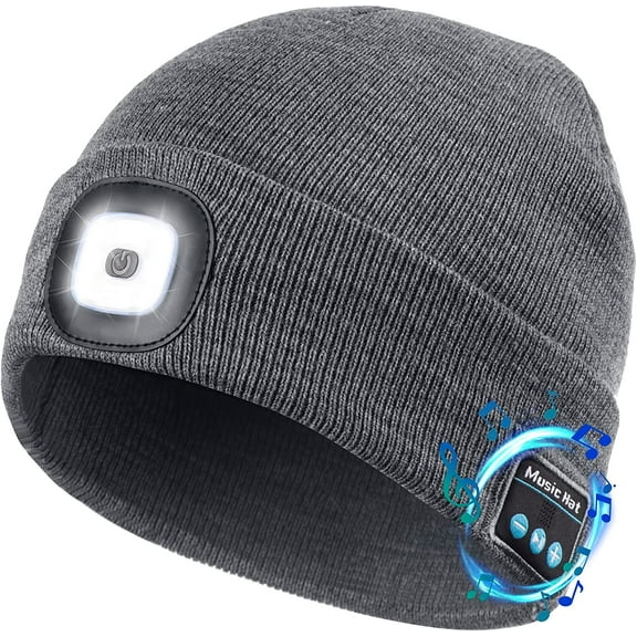 Zukuco Bluetooth Beanie Hat with LED Light Wireless Headphones Music Beanie for Men Dad Women Gifts