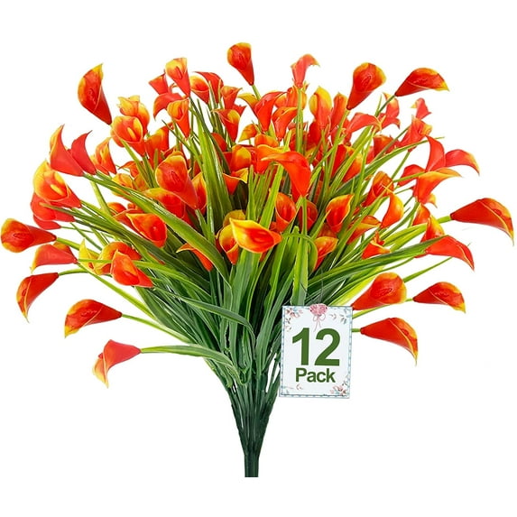 Zukuco Calla Lily Artificial Flowers for Outdoors, UV Resistant Faux Fake Plants Plastic Flower Indoor Outside Hanging Planter Home Garden Porch Décor