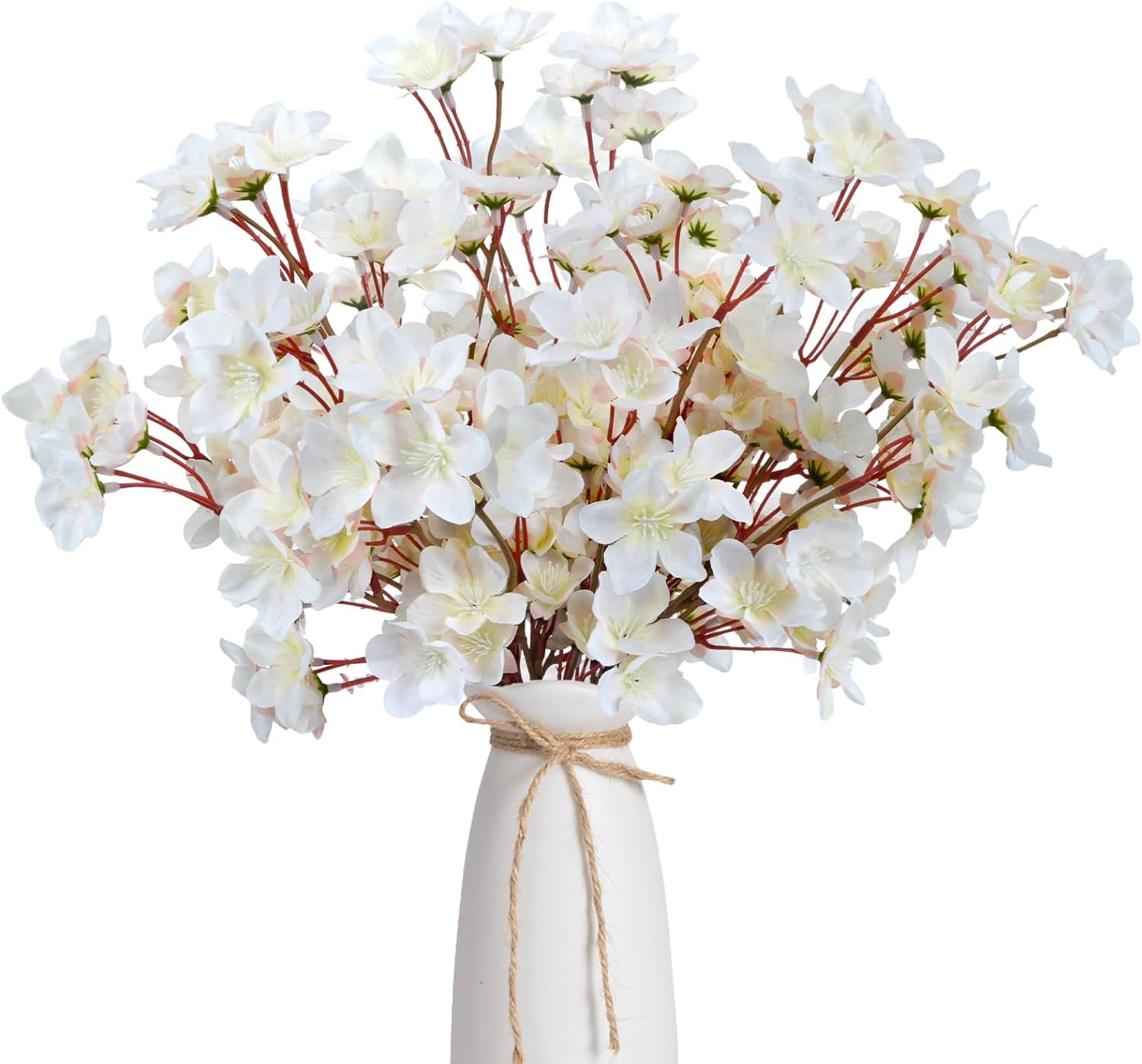 Zukuco Cherry Blossom Flowers Artificial 8Pcs Peach Blossom Fake