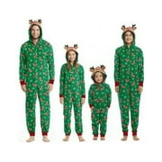 ZUKUCO Christmas Family Matching Pajamas Reindeer Hooded Zipper Onesie Sleepwear Nightwear