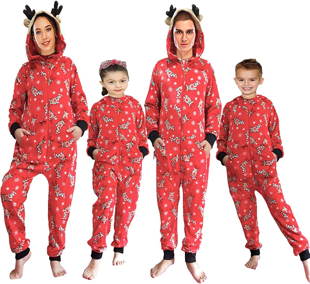 Zukuco Christmas Family Matching Pajamas Set Reindeer Onesie Holiday ...