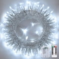 thumbnail image 1 of Zukuco Christmas String Lights Battery Operated, with 8 Modes Remote Control, 33ft 80 LED Battery Christmas Lights Indoor Outdoor for Tree Home Xmas Party Room Garden Decor (Cool White), 1 of 7