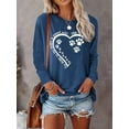 thumbnail image 1 of Zukuco Dog Paw Love Heart Print T-Shirt for Women Long Sleeve Dog Mom Graphic Tees Tops Crewneck Shirts, 1 of 4