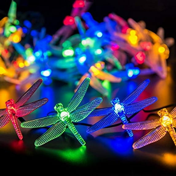 Zukuco Dragonfly Solar String Lights, 23ft 50 LED Solar Powered Fairy Lights Outdoor Patio, Lawn, Garden, Party, Wedding,Christmas Decor