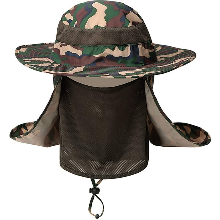 Zukuco Fishing Hat with Face Cover Neck Flap Wide Brim UPF 50+ Sun
