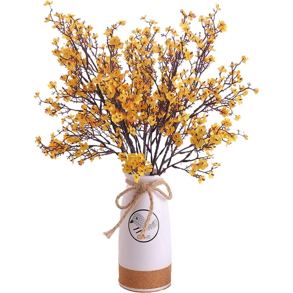 Zukuco Gypsophila Artificial Flowers Babys Breath Silk Fake Bush Flowers Bouquet Floral Arrangement Home Wedding Party Decorations Decor (6PCS, Orange)