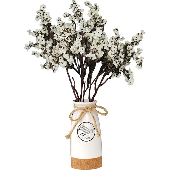 Zukuco Gypsophila Artificial Flowers Babys Breath Silk Fake Bush Flowers Bouquet Floral Arrangement Home Wedding Party Decorations Decor (6PCS, White)