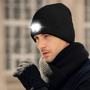 Zukuco LED Beanie Hat with Light, Knitted Beanie Light Hat with 4 Modes, USB Rechargeable Beanie Hat with Light for Men Adults